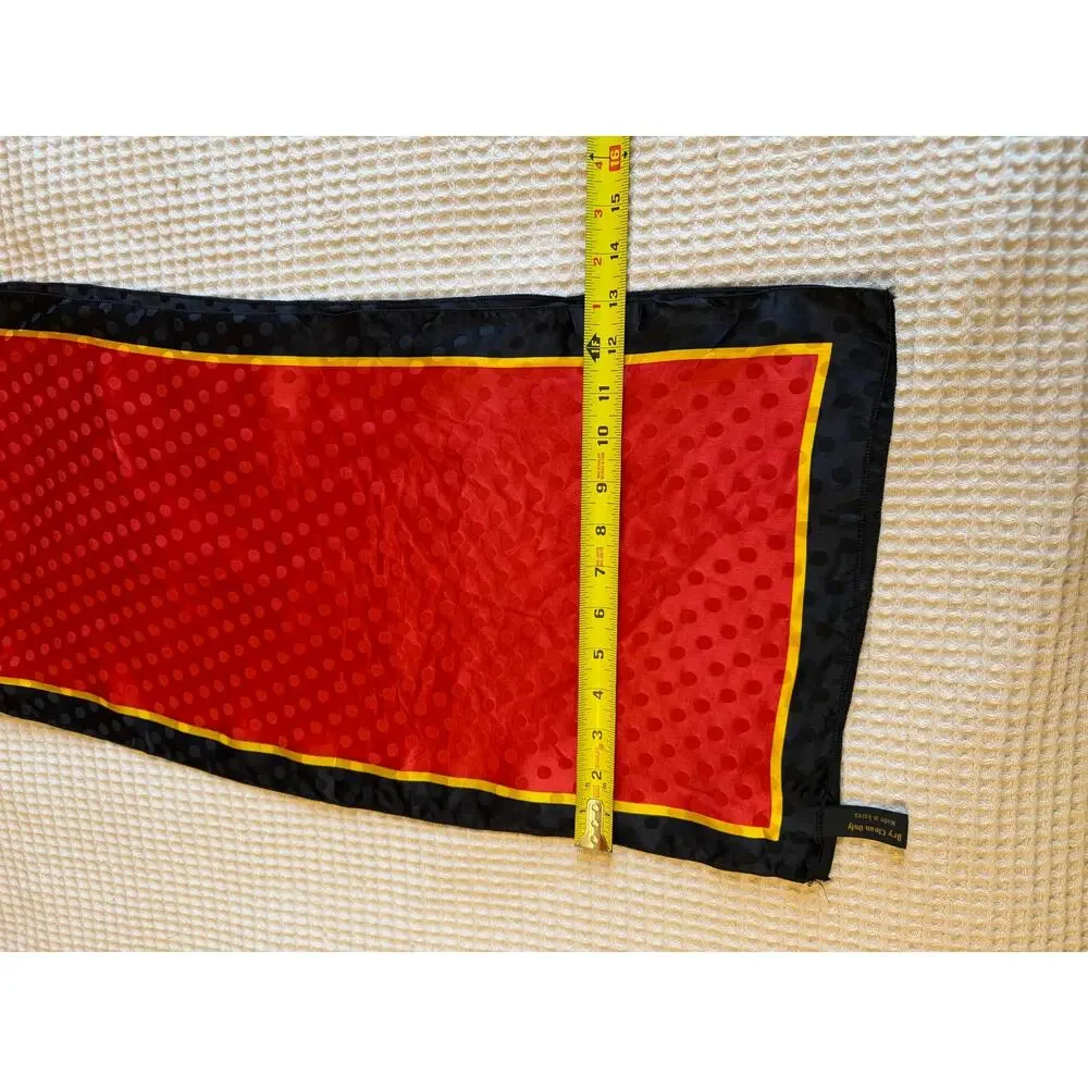 VTG Carolina Herrera Bold Red Yellow & Black Silk Polkadot Neck Scarf Old Money